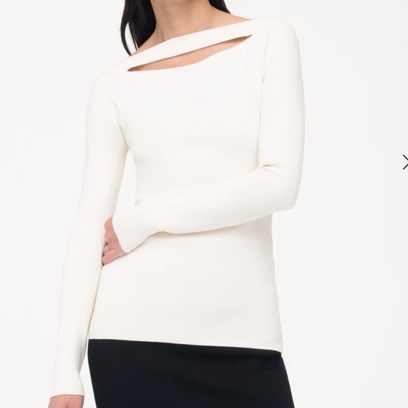 Another Tomorrow - COMPACT CUTOUT KNIT TOP - Picture 1 of 9